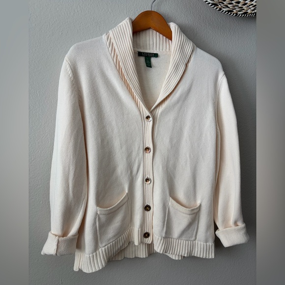 Ralph Lauren Sweaters - Ralph Lauren Button Front Cardigan Sweater Cream White Women’s Large L